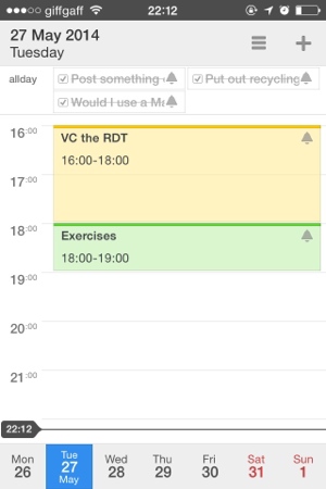 Reminders at the top, events below (Calendar 5)